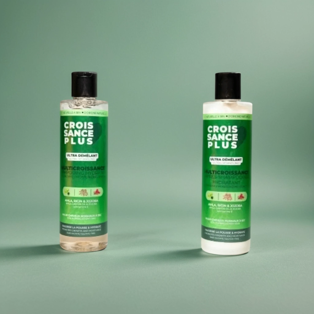 This is a set of Croissance Plus shampoo and conditioner  by JS Organics for afro, frizzy, curly and wavy hair.