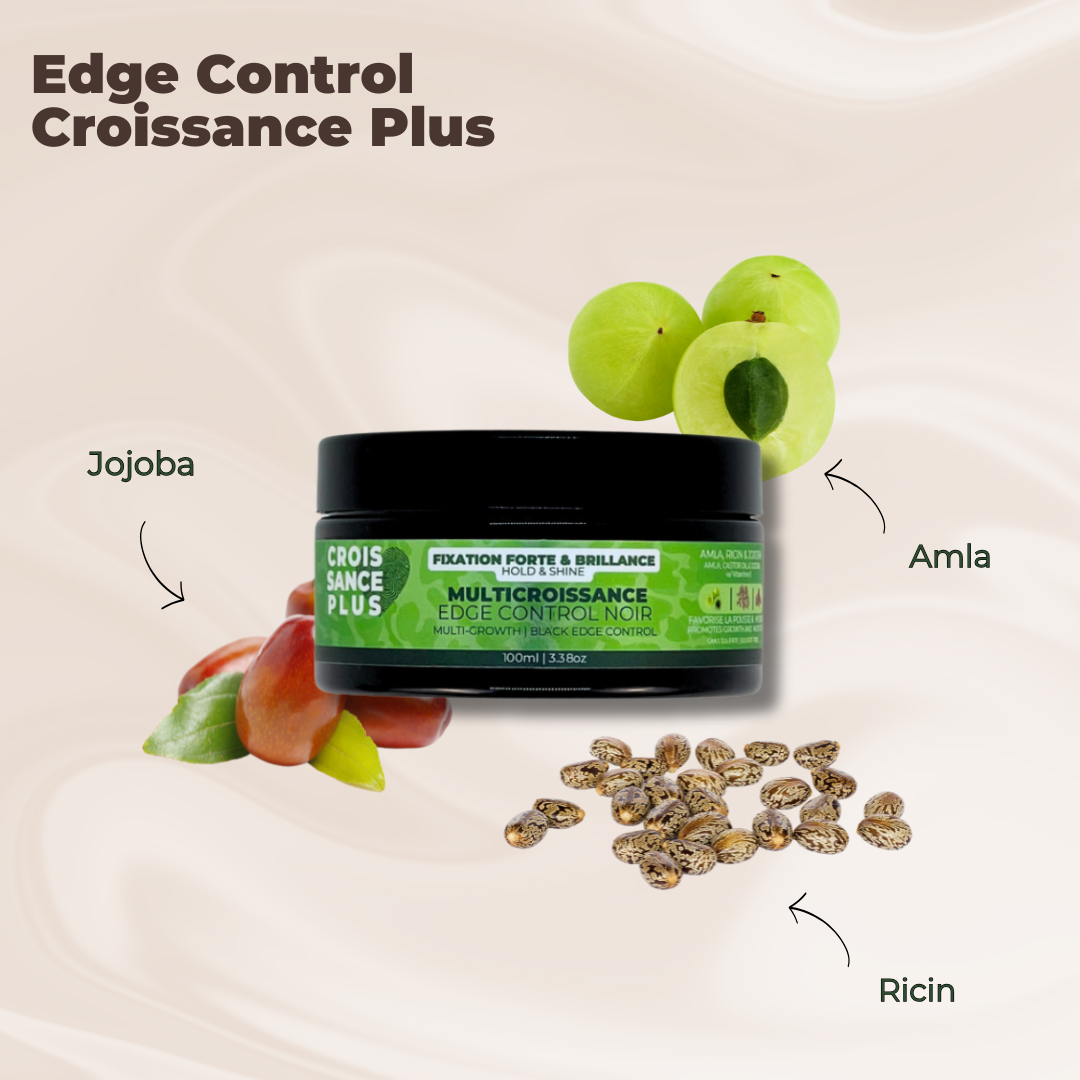 Edge Control Croissance Plus Jojoba hair product with amla and ricin ingredients by JS Organics