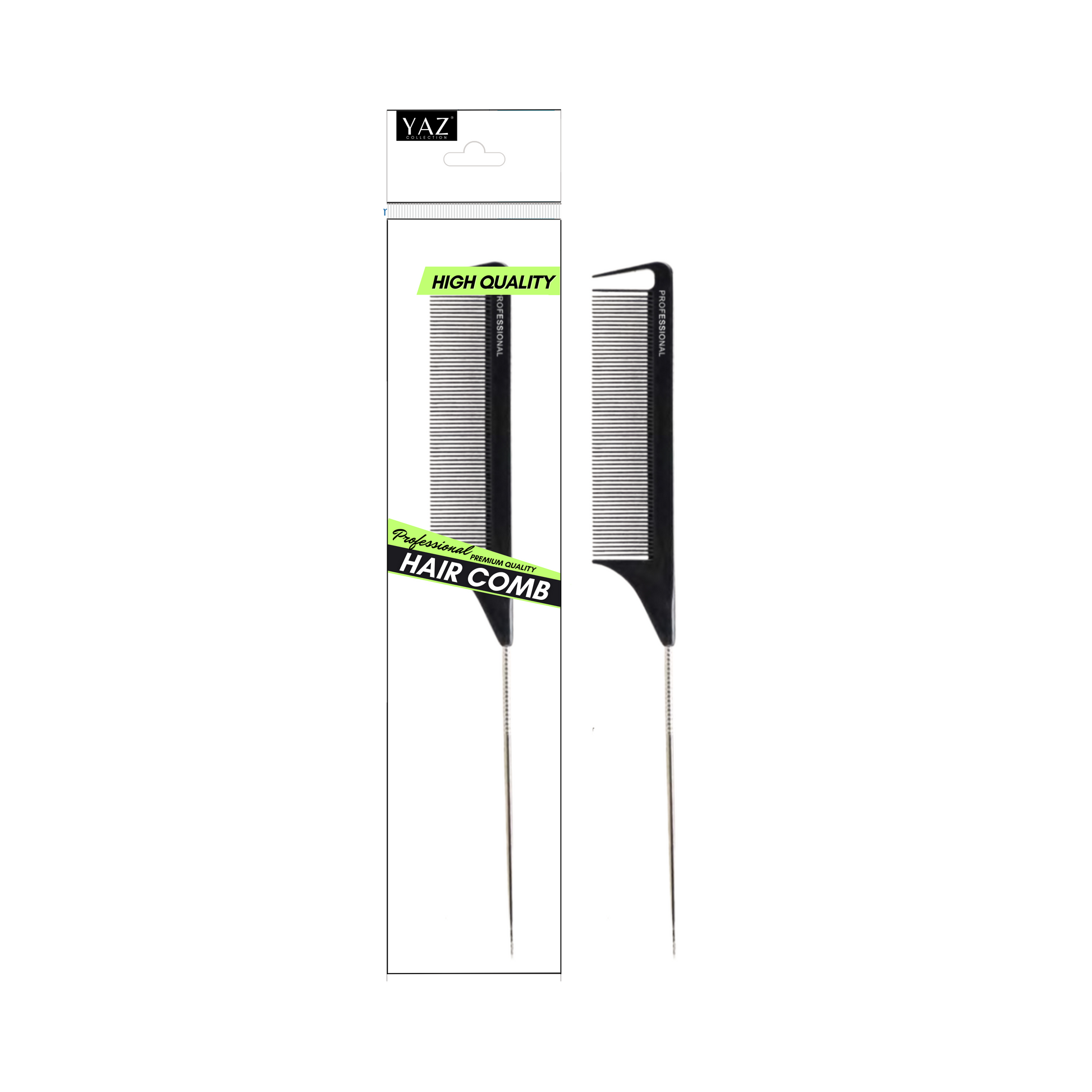 A packaged Yaz Collections hair comb by JS Organics designed for detangling, displayed in its retail packaging.