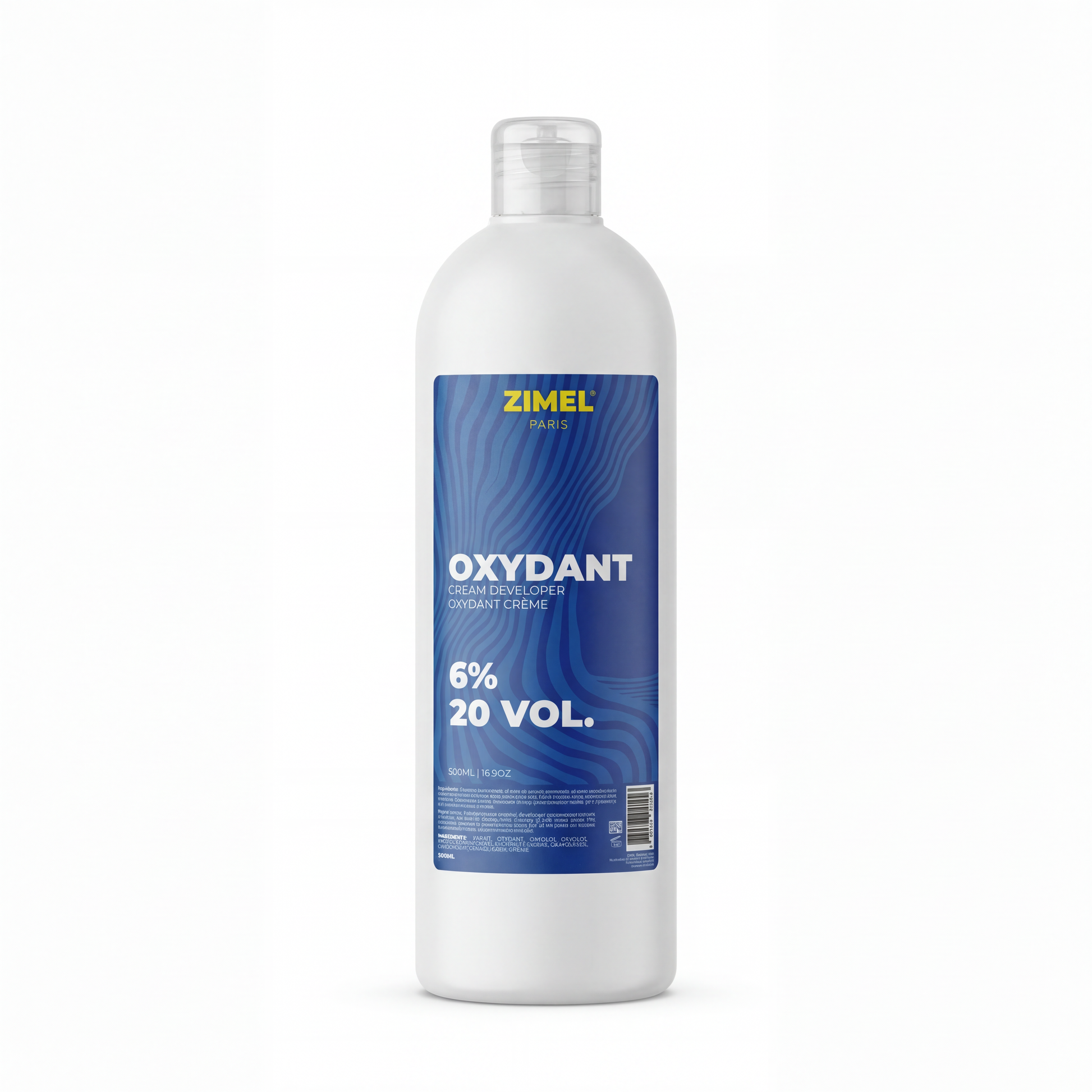 Zimel Paris Oxydant Crème 20VOL 500ml bottle by JS Organics on a white background