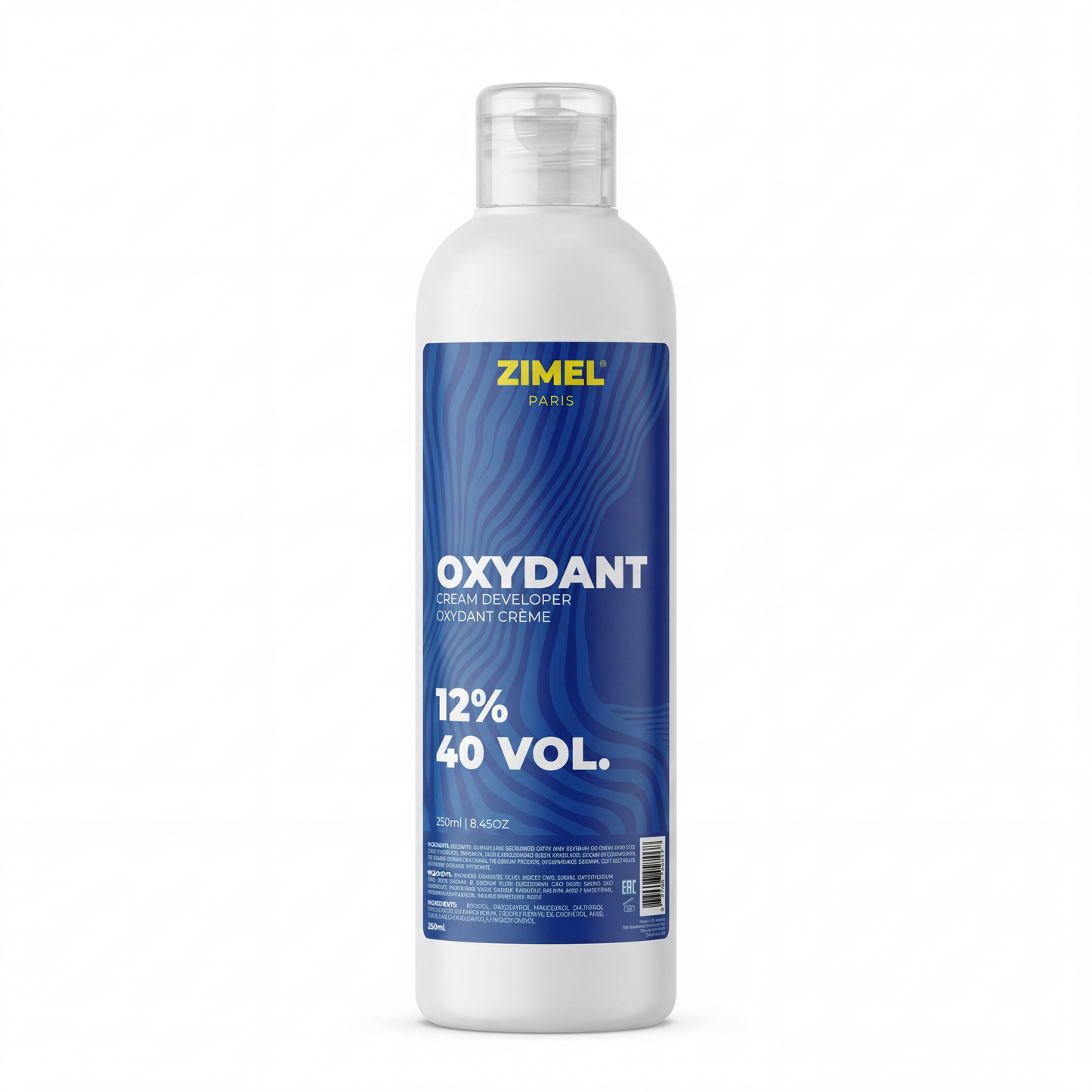Zimel Paris Oxydant Crème 40VOL 250ml bottle by JS Organics on a white background