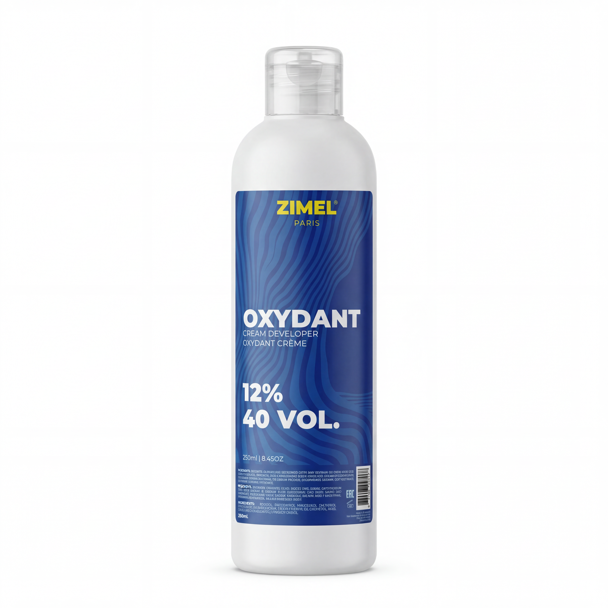 Zimel Paris Oxydant Crème 40VOL 250ml bottle by JS Organics on a white background