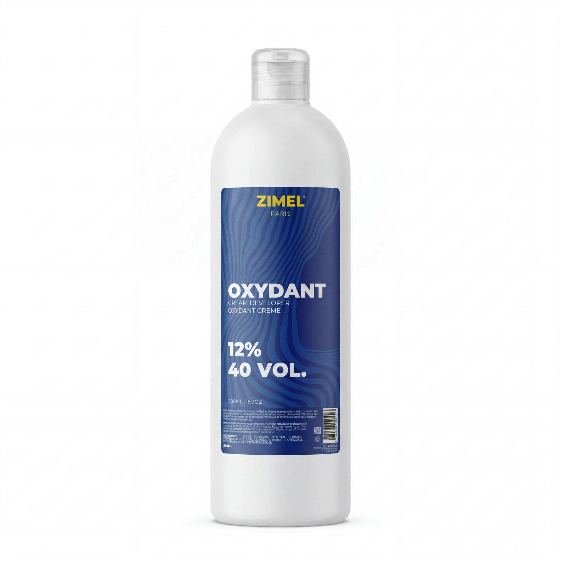 Zimel Paris Oxydant Crème 40VOL 500ml bottle by JS Organics on a white background