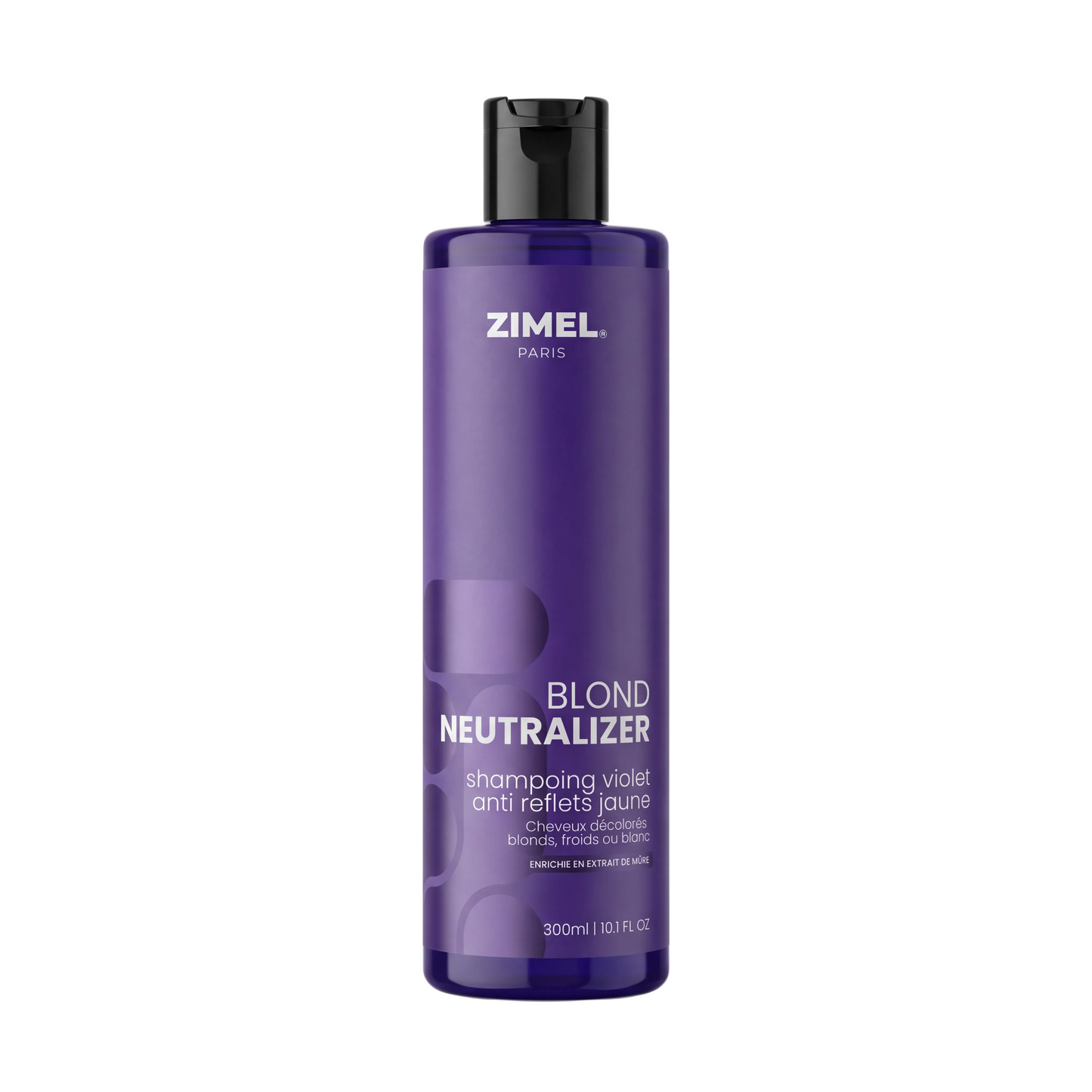 Zimel Paris BLOND NEUTRALIZER Shampoing Violet Anti Reflets Jaune 300ml bottle by JS Organics on a white background